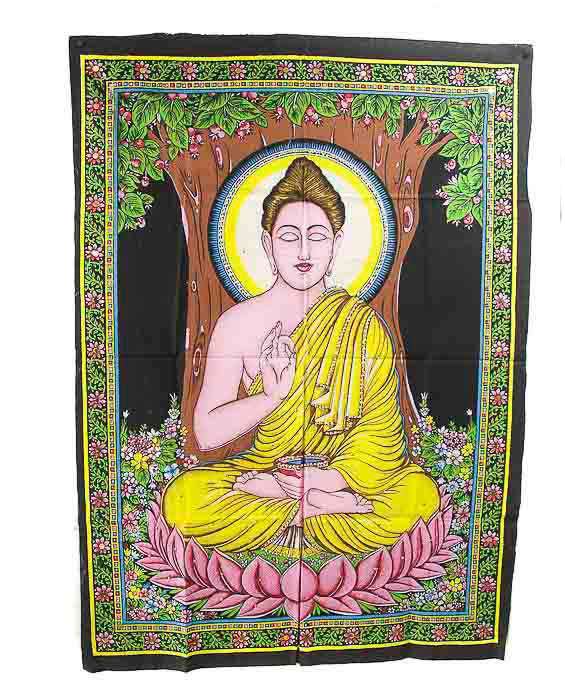 BATIK AVEC STRASS DE BOUDDHA BUDDHA BOUDA TENTURE 105 X 75 CM PETERANDCLO 5051