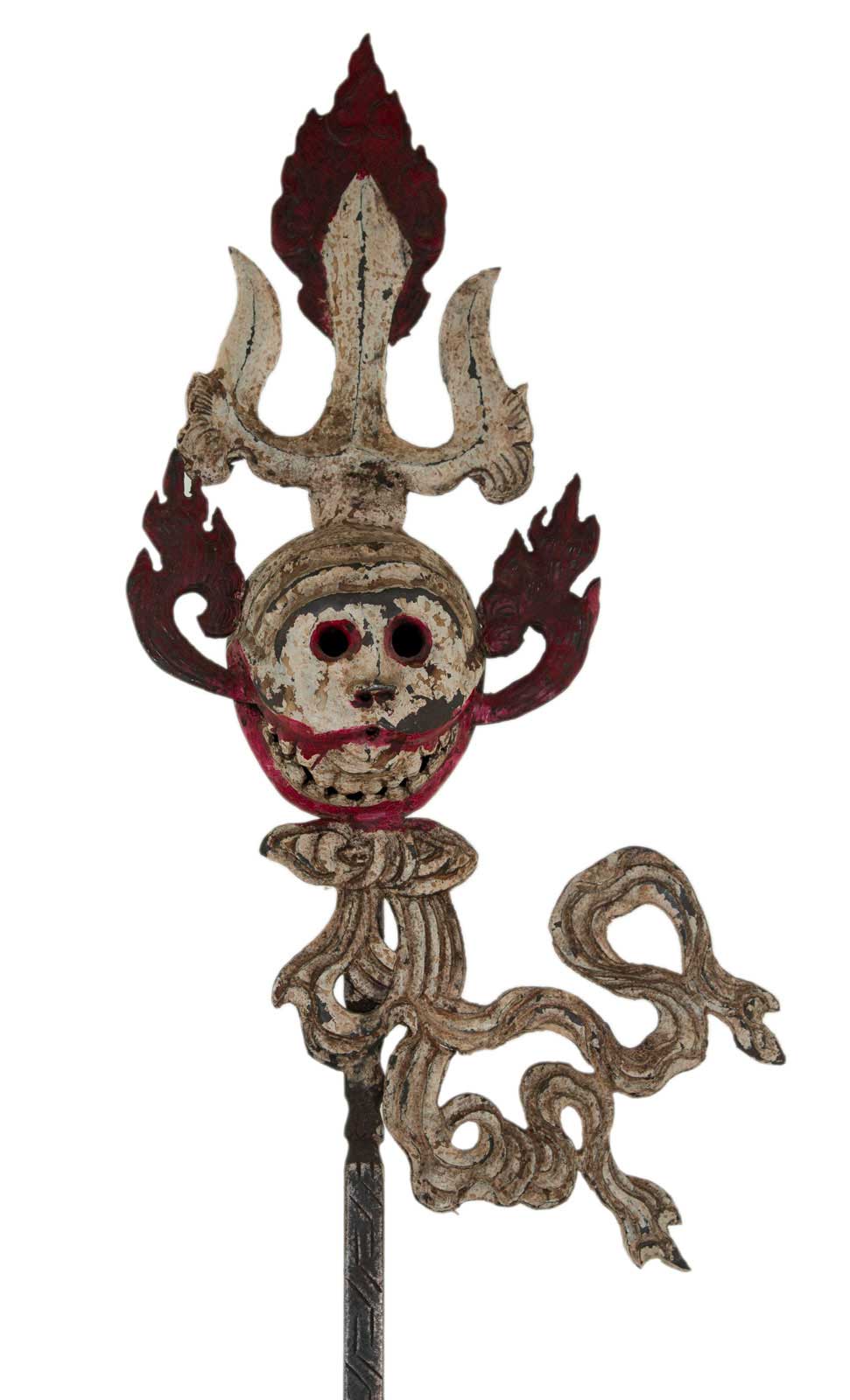 Ancien Khatvanga Trident tibétain bâton de rituel tantrique Chamane 70