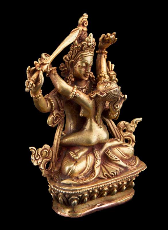 Manjushri Shakti Statue tibétaine cuivre Top Quality bouddhique 91mm Népal