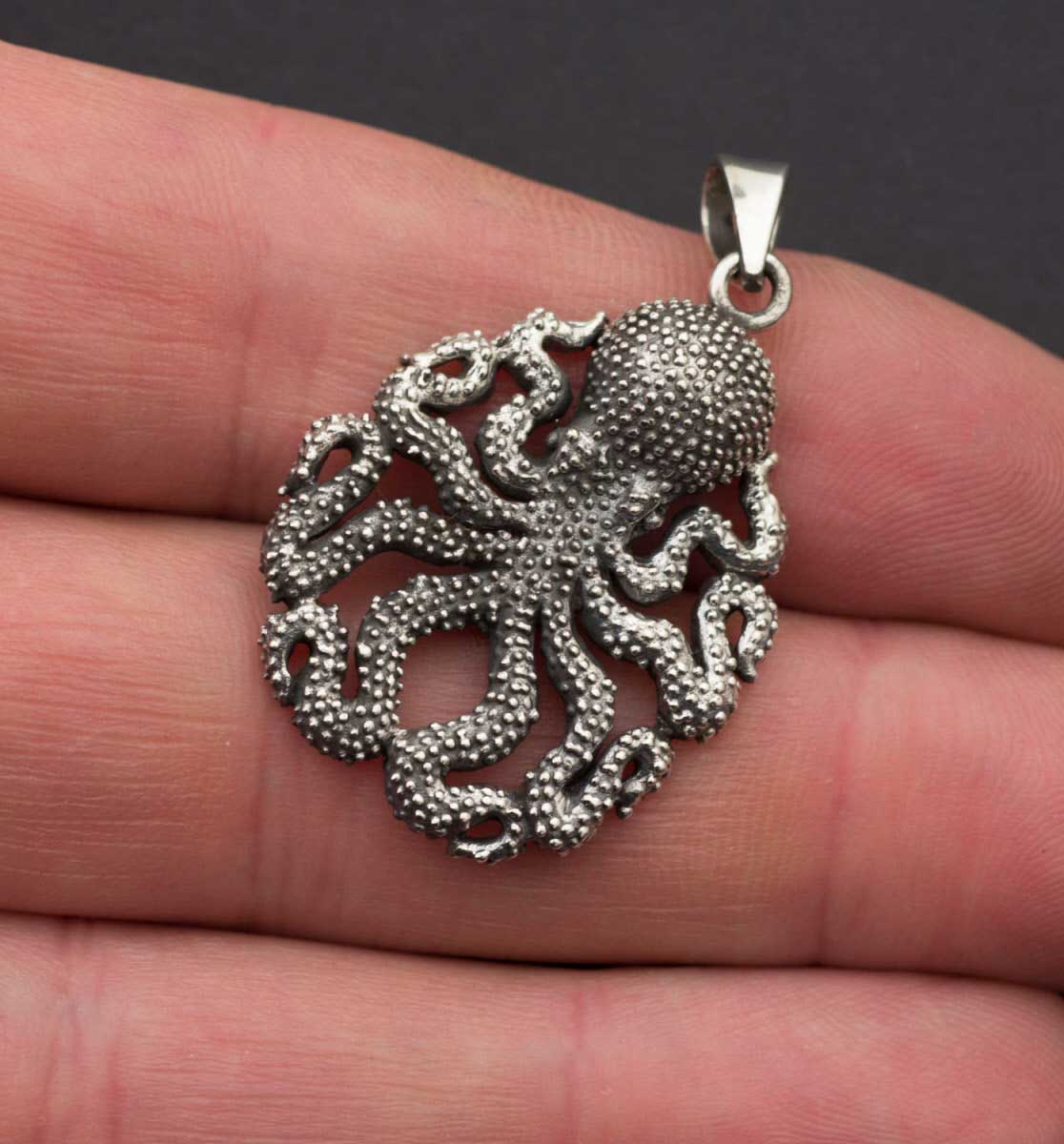 Pendentif Pieuvre Octopus Poulpe Viking Talisman Nordique Argent 925 9g