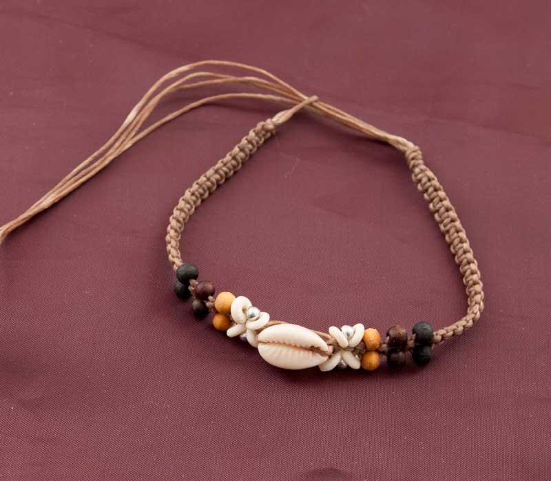 F8-Collier de Perles de Cauris/Vinyle Rouge, Ethnique, Mixte Homme Femme