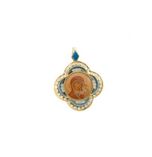 PENDENTIF EN METAL DORE  ET BRILLANT DE LA VIERGE MARIE ET JESUS 8326 J37