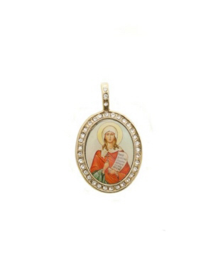 MEDAILLE PENDENTIF EN METAL DORE  ET BRILLANT VIERGE MARIE  8328 J3
