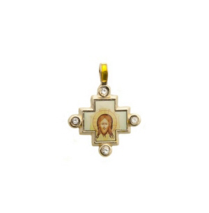 MEDAILLE PENDENTIF EN METAL DORE  ET BRILLANT JESUS CHRIST  8329 J35