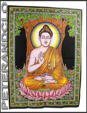 BATIK AVEC STRASS DE BOUDDHA BUDDHA BOUDA TENTURE 105 X 75 CM PETERANDCLO 854