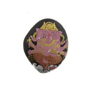 GALET DE PIERRE AVEC GANESH PEINT A LA MAIN PORTE BONHEUR HINDOU 6267