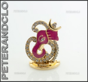 AMULETTE STATUETTE GANAPATI GANESH ELEPHANT METAL ET STRASS HINDOU C7 8393