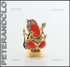 AMULETTE STATUETTE GANAPATI GANESH ELEPHANT METAL ET STRASS HINDOU D10 8387