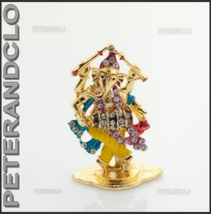 AMULETTE STATUETTE GANAPATI GANESH ELEPHANT METAL ET STRASS HINDOU D10 8390
