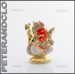 AMULETTE STATUETTE GANAPATI GANESH ELEPHANT METAL ET STRASS HINDOU D10 8391