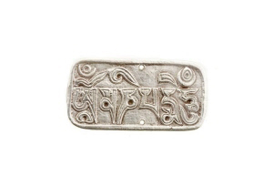PLAQUE DE PORTE EN METAL OM MANI PADME HUM NEPAL TIBET PETERANDCLO 7685