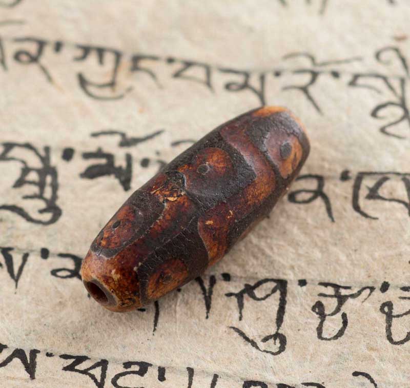 Dzi 9 Yeux 30 mm Perle Talisman Tibétain Gzi Peau de Dragon Chine Tibet 26930