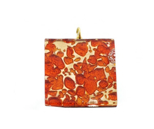 PENDENTIF CARRE EN VERRE DE MURANO ET FEUILLE D OR 5541
