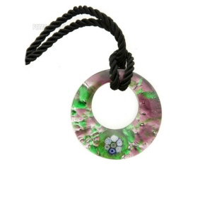 PENDENTIF DONUT EN VERRE DE MURANO VENISE ET FEUILLE D OR PETERANDCLO 5534