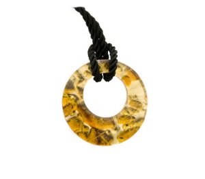 PENDENTIF DONUT EN VERRE DE MURANO VENISE ET FEUILLE D OR PETERANDCLO 7289
