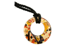 PENDENTIF DONUT EN VERRE DE MURANO VENISE ET FEUILLE D OR PETERANDCLO 7291