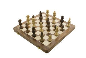 ECHIQUIER JEU D  ECHECS BOIS 35X35CM FAIT MAIN INDE PETERANDCLO 6777