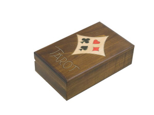 BOITE ETUI POUR JEU DE CARTES TAROT BOIS ARTISANAT POLOGNE 15X9CM 6791