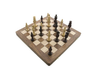 ECHIQUIER JEU D  ECHECS BOIS JAUNE ET DE ROSE 35 X35 CM FAIT MAIN INDE 7366