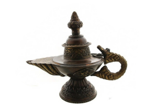 LAMPE DALADIN DOREE BRULEUR D HUILE OU ENCENS MAB