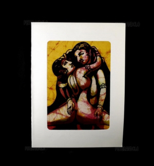 PEINTURE CARTE POSTALE BATIK KAMASUTRA INDE TENTURE