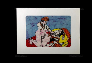 PEINTURE CARTE POSTALE BATIK KAMASUTRA INDE TENTURE
