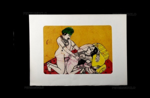 PEINTURE CARTE POSTALE BATIK KAMASUTRA INDE TENTURE