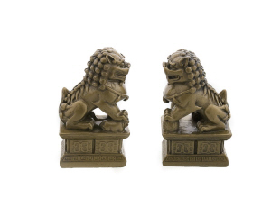 COUPLE CHIEN LION KOMA INU GARDIEN SANCTUAIRE FOO FU CA8 7091