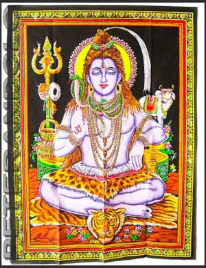 BATIK TENTURE LORD SHIVA  EN COTON  105x 74cm HINDOU  PETERANDCLO 5079