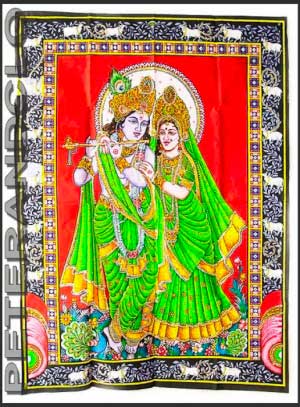 BATIK TENTURE KRISHNA ET RADHA  EN COTON  105x 74cm HINDOU  PETERANDCLO 4177