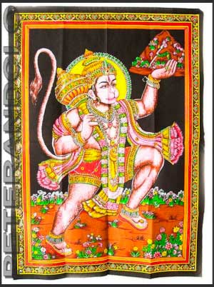 BATIK TENTURE DIEU SINGE HANUMAN EN COTON  105x 74cm HINDOU  PETERANDCLO 3005