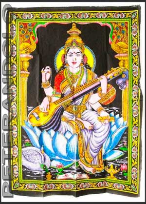 BATIK TENTURE DEESSE  LAKSHMI LAXMI EN COTON  105x 74cm HINDOU  PETERANDCLO 3007