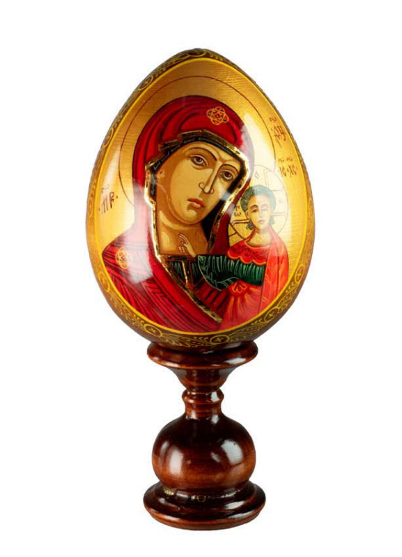 Pendentif La Vierge De Kazan - Bijou Chrétien Orthodoxe - Plaqué Or Email Rouge