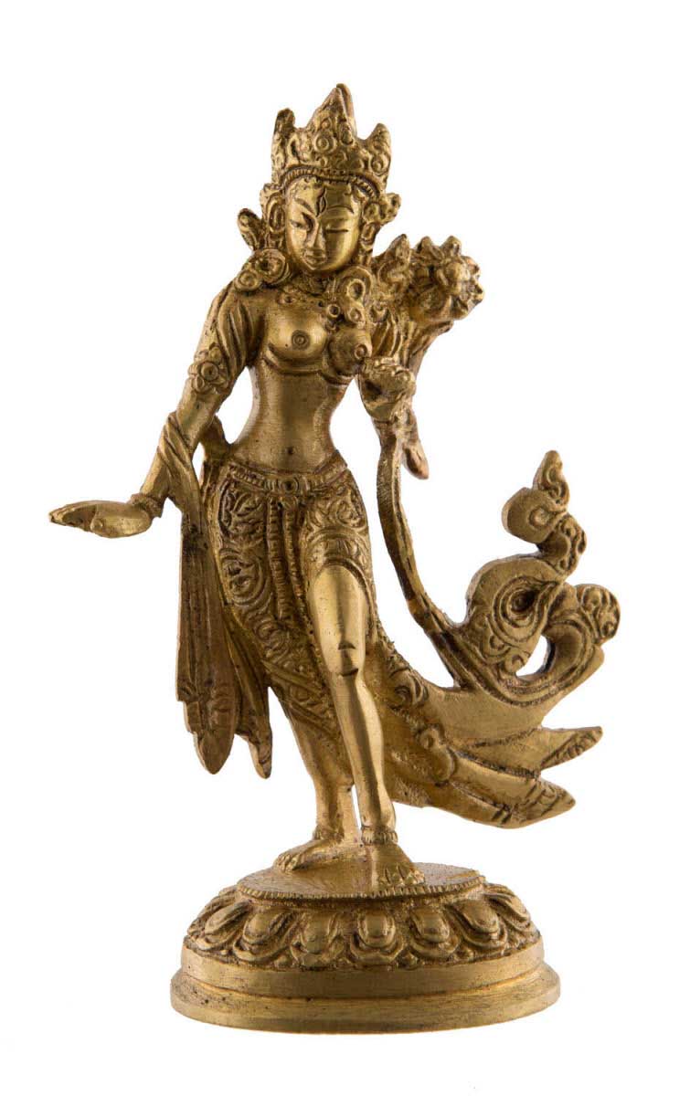 Artvarko Statue De Tara Devi En Laiton - Déesse Tibétaine - Statue Religieuse Verte Pour La Santé, Le Bonheur, La Richesse, Idole - Décoration D'intérieur - Hauteur : 25,4 Cm