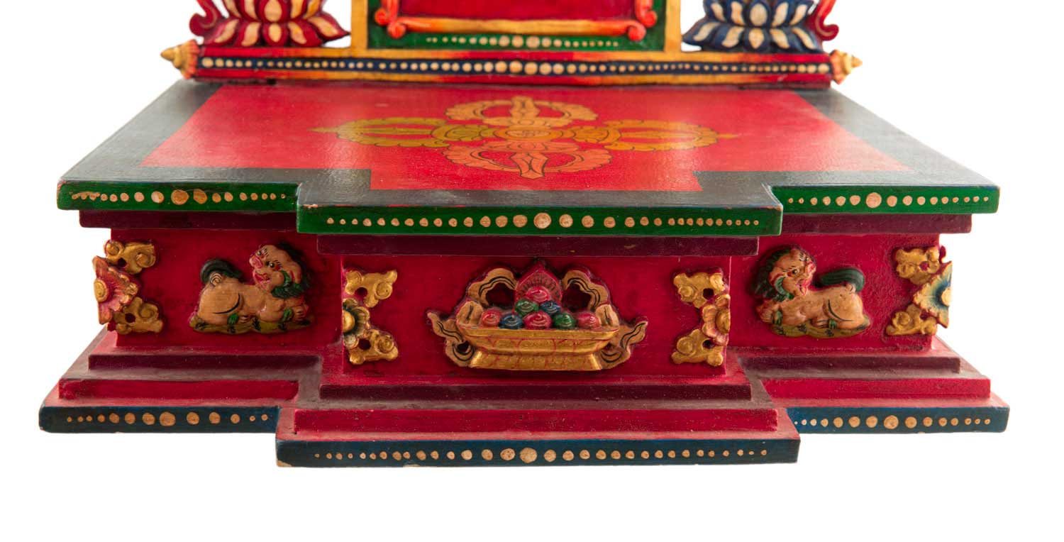 Autel Chinois DKULMN Autel Bouddhiste En Bois Rouge - Étagère Murale Ou Table Pour Statue Bouddha - Support Élégant & Multifonction
