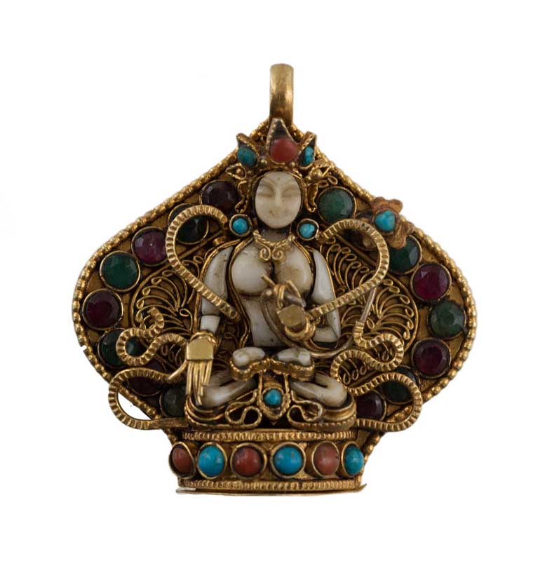 Amulette Tibétaine Ghau Bouddhiste – Pendentif Argenté Gravé Mantra – Collier Cuivre Plaqué Argent