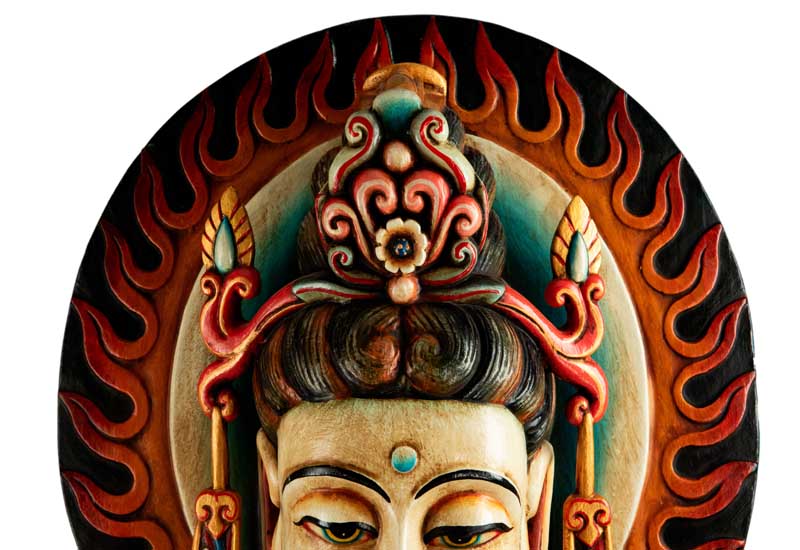 Masque Bouddha Buste En Bois – 30 Cm De Hauteur – Déco Ethnique