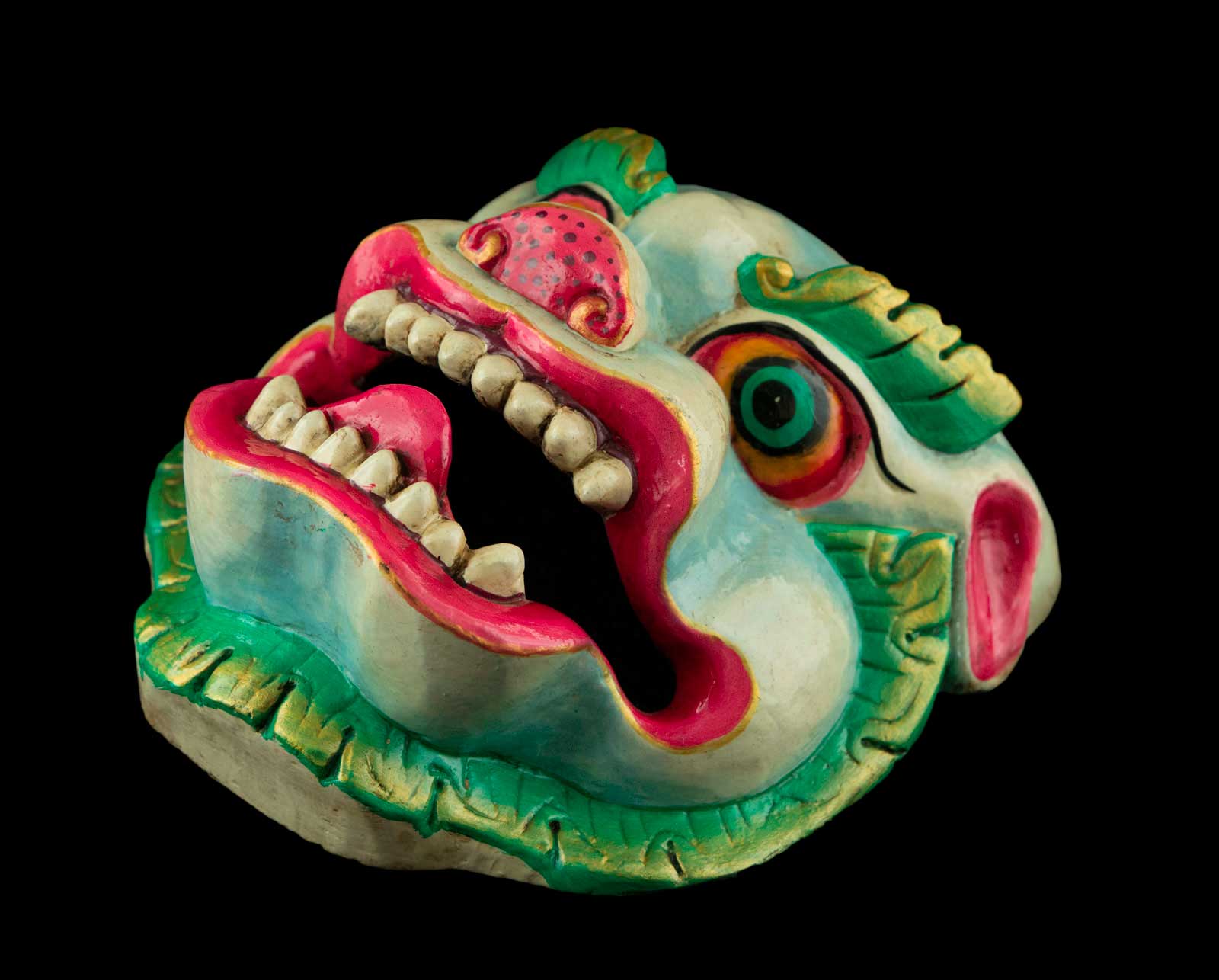 Lion des neiges Masque népalais tibétain 19 cm Rituel Chamane — free download