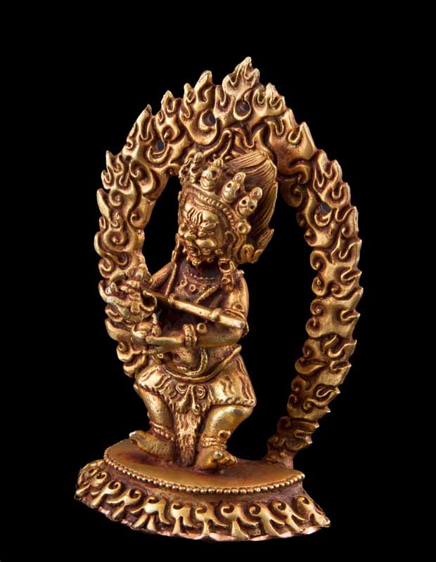 Mahakala Statue tibétaine cuivre Master Quality bouddhique 97mm Népal