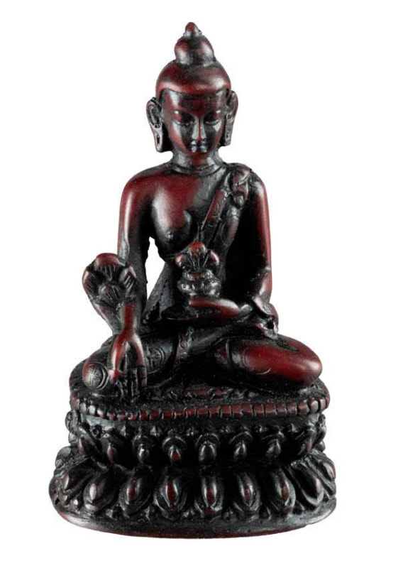 Statue Bouddha Asiatique Noir-Argent, Poly Résine, 26 Cm, Décoration Intérieure