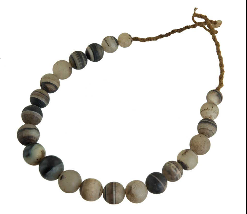 Collier Ancien Perles En Agate - Couleur Orange - Vintage