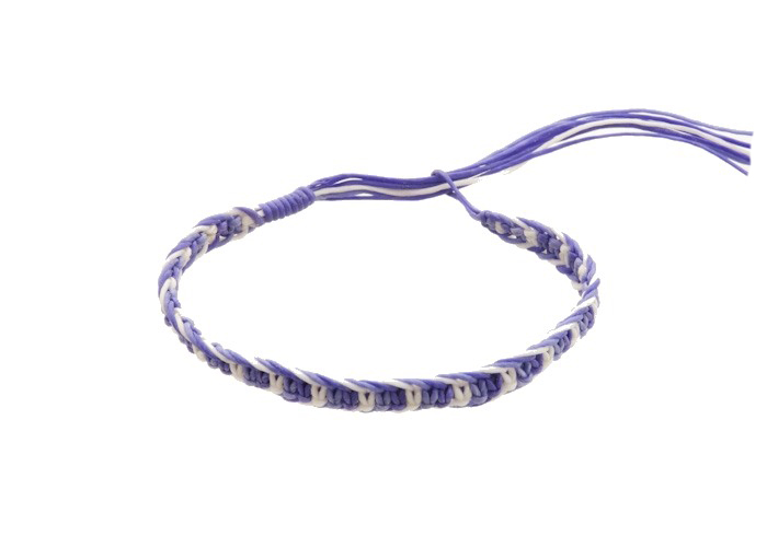 BRACELET BRESILIEN AMITIE FIL DE COTON CIRE TRESSE PORTE BONHEUR VIOLET