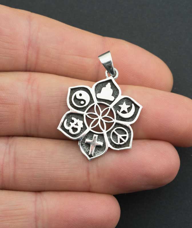 Pendentif théosophique toutes religions symbole de Vérité Argent 925 5g 5658