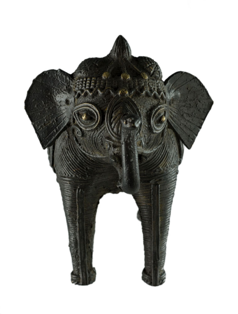 Statuette éléphanteau laiton et nacre, finement ciselé, vintage des années 70 - France