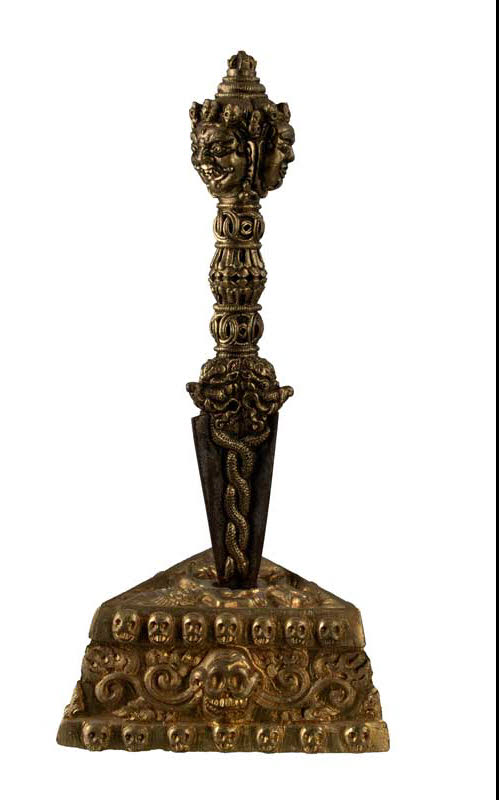 Phurpa Support cuivre laiton pour phurba vajra kila Tête de mort stand 25786