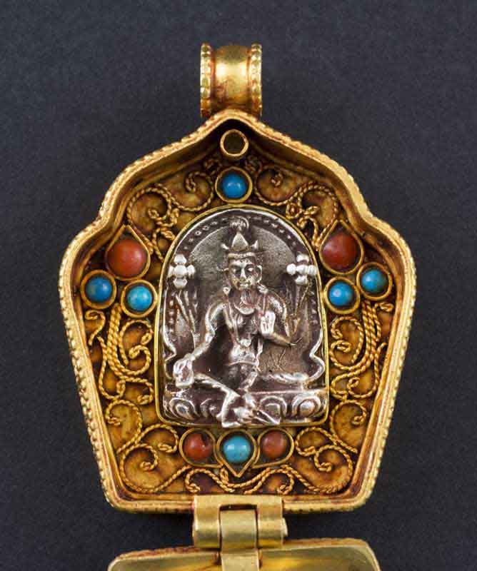 Tibet Prière Bouddhiste Ghau Boîte Plaqué Argent Amulet Pendentif