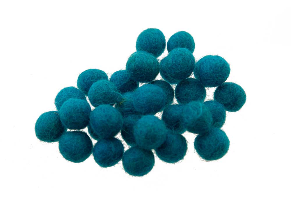 25 perles boules de feutre feutrine laine naturelle ø=1.3 cm Nepal noire 5265 