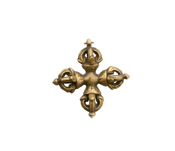 Pendentif tibétain Ghau double dorjé Kalachakra en bronze