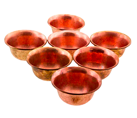 Bols D'offrandes Bouddhistes Authentiques Cuivre Plaqué Argent Népal