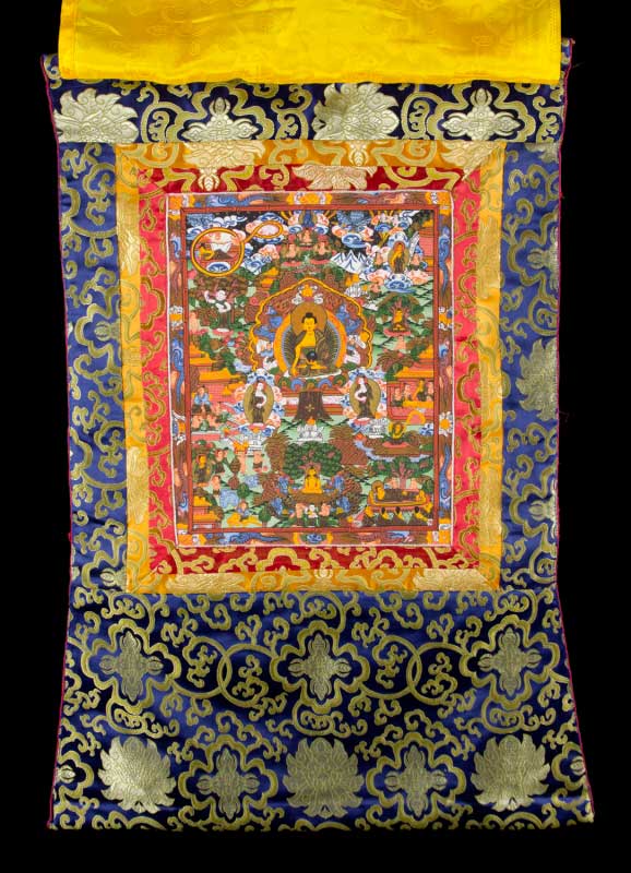 Thangka tibetaine Arbre de vie Bouddha Tangka Tenture Bouddhiste
